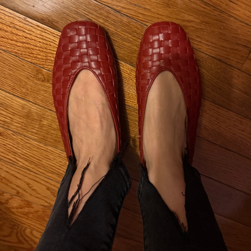 Kenneth Cole Gentle Souls Woven red leather flats